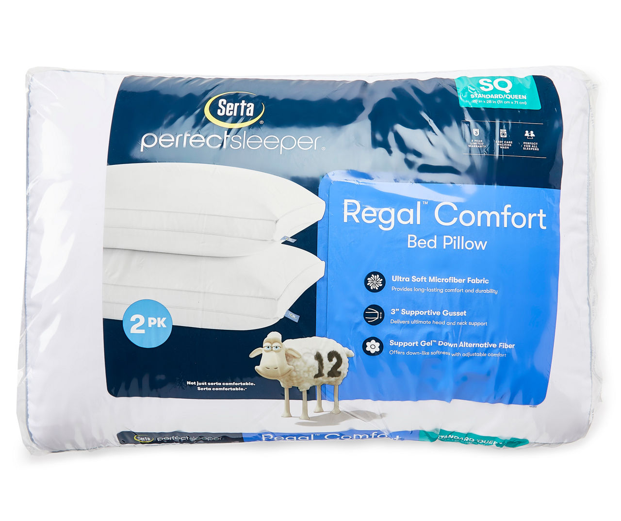 Serta Perfect Sleeper Firm/Extra Firm Jumbo Bed Pillow, 2 Pack