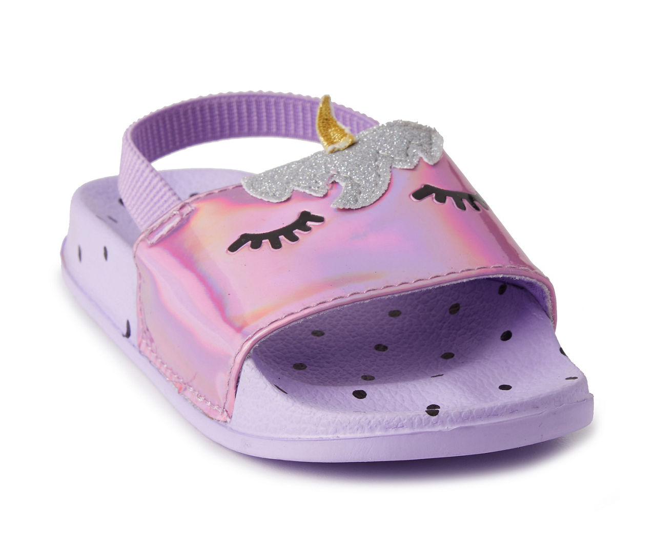 Girls' Purple Unicorn Sandals, Size L