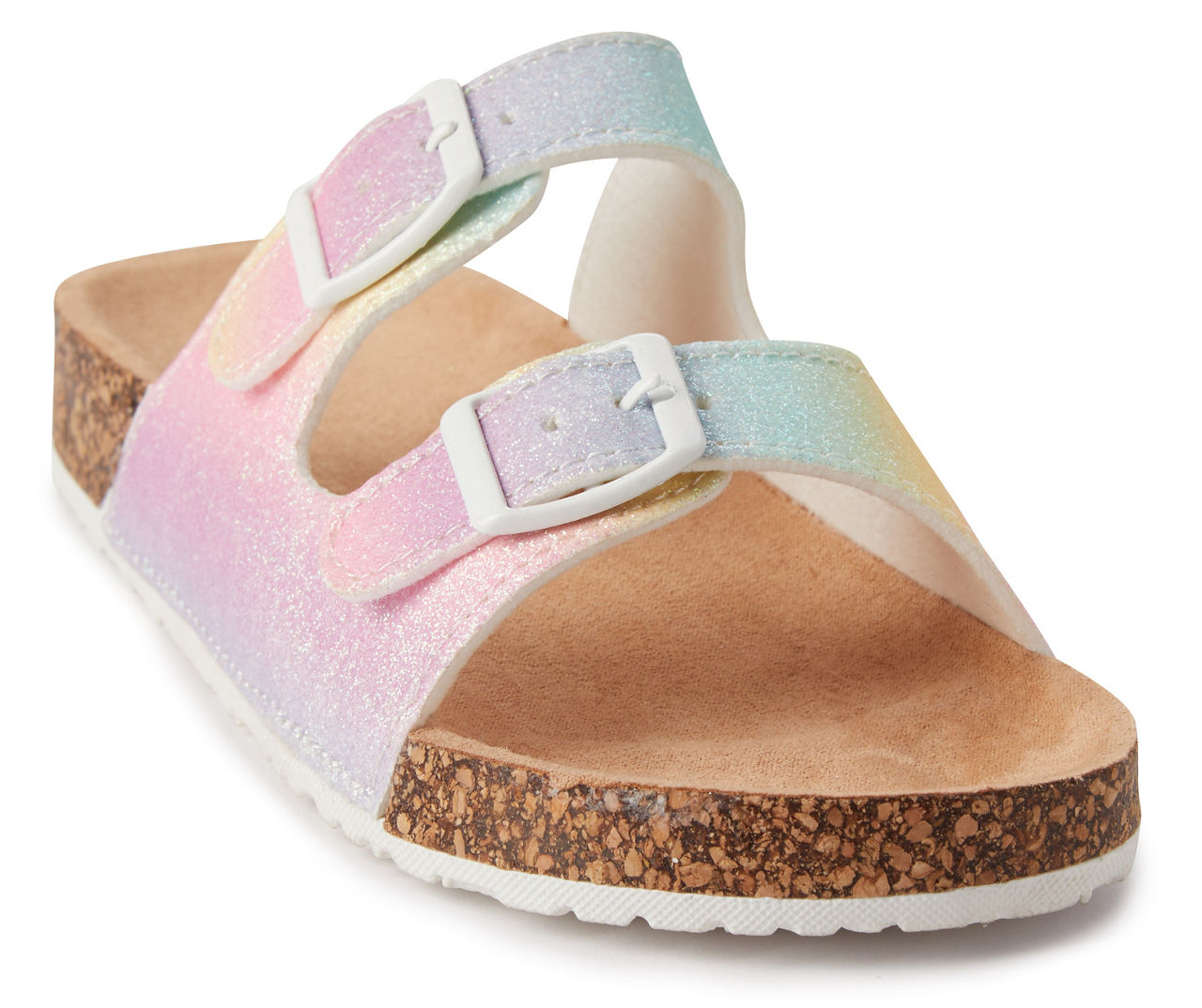 Double buckle sandals sales glitter