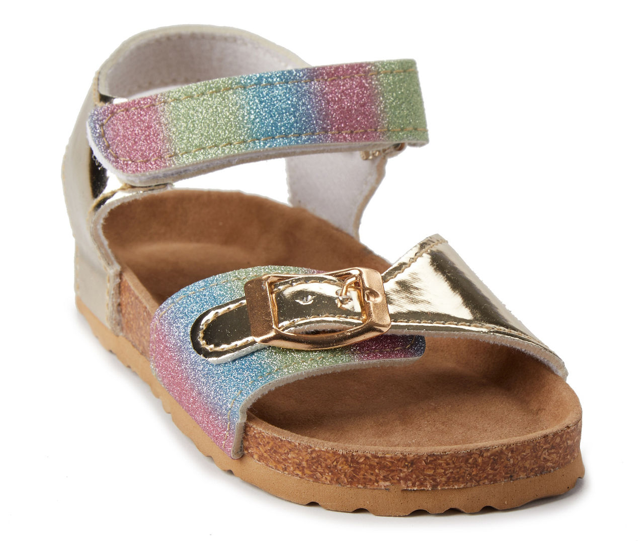 Toddler Girls Gold Rainbow Glitter Sandals Size L