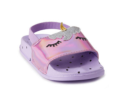 Toddler Girls' Purple Unicorn Sandals