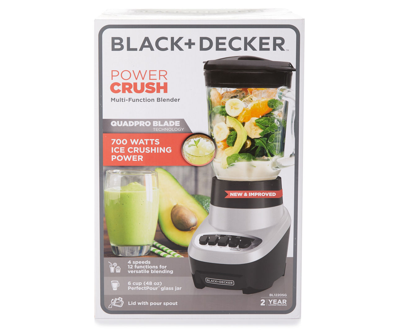  BLACK+DECKER PowerCrush Multi-Function Blender with 6-Cup Glass  Jar, 4 Speed Settings, Silver: Home & Kitchen