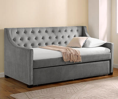 Real Living Gray Upholstered Daybed with Trundle