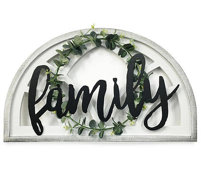 "Family" Wall Arch with Greenery