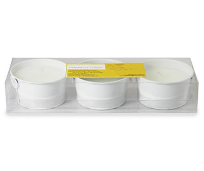 White Citronella Mini Bucket Candles, 3-Pack