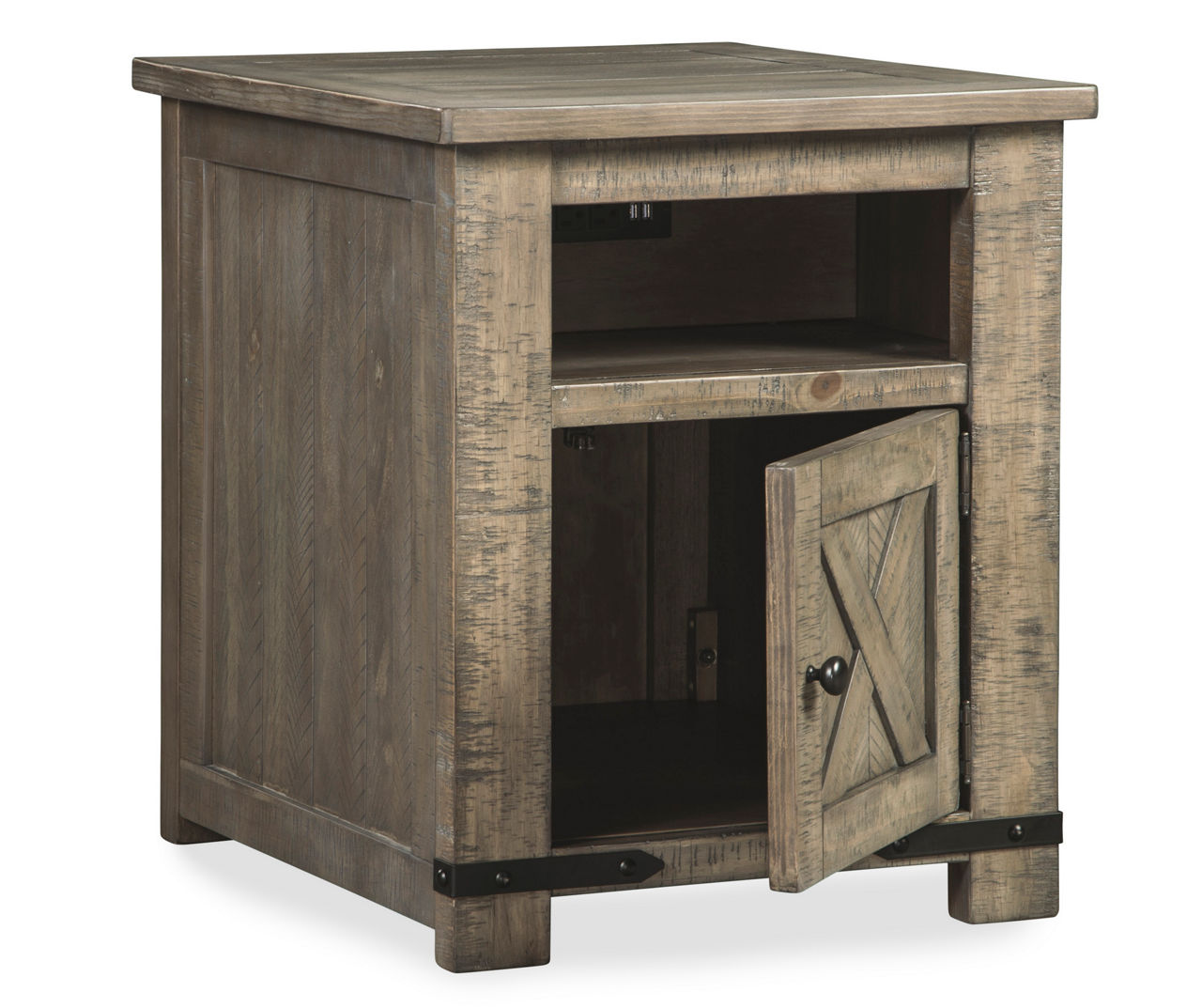 Signature Design By Ashley Aldwin Weathered Gray Single Door End Table