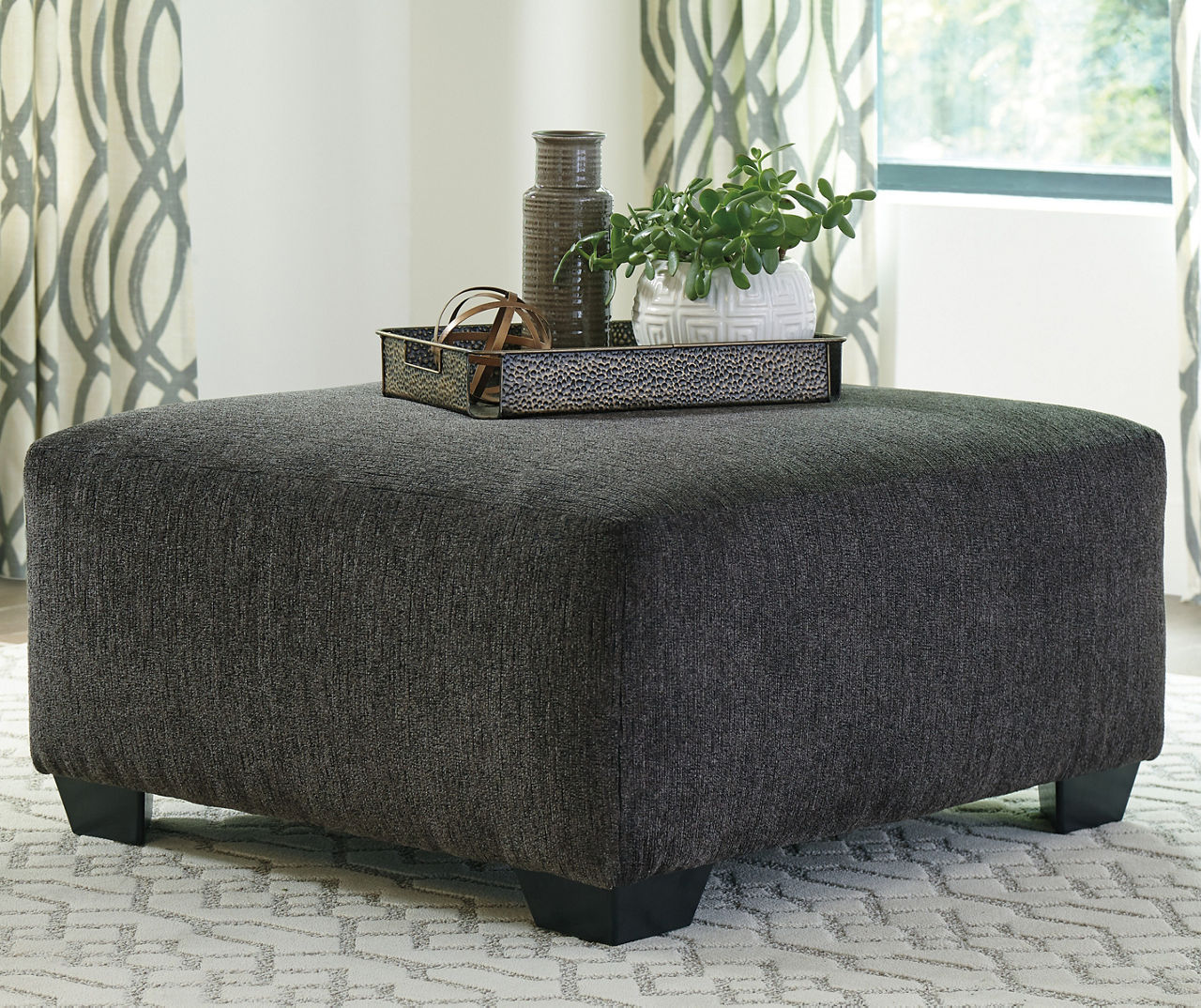 Signature Design By Ashley Ballinasloe Smoke Oversize Accent Ottoman ...