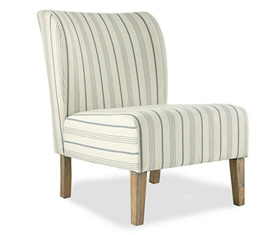Triptis Cream & Blue Stripe Armless Accent Chair