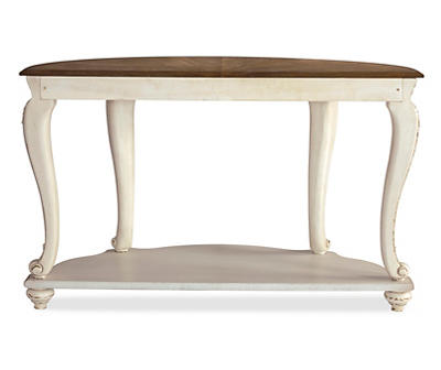 Realyn White & Brown Two-Tone Half-Circle Console Table