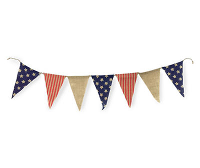 Patriotic American Burlap Pennant Flag Party Garland Country Farmhouse Banner 
