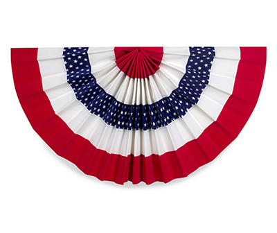 18" x 36" Red, White & Blue Flocked Bunting Fan Flag