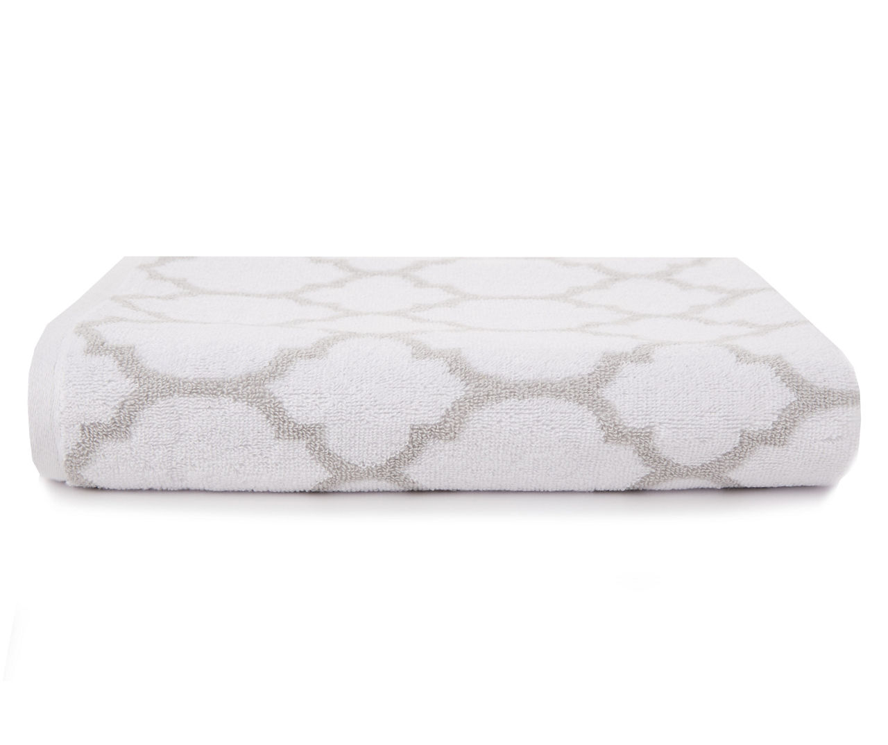 Bright White & Gray Violet Trellis Jacquard Bath Towel