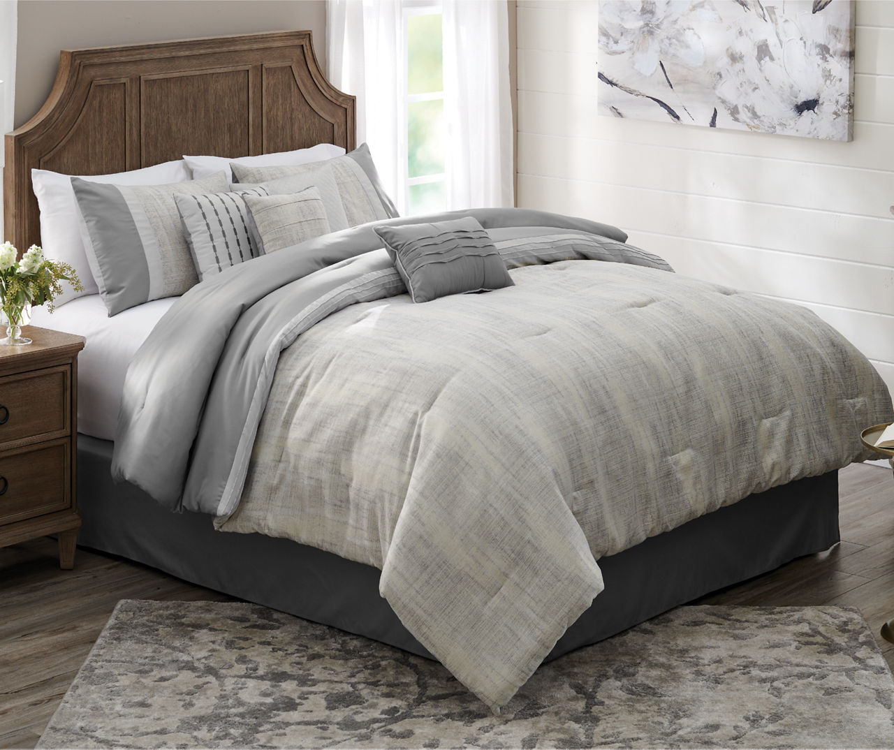 Hatfield Gray King 8-Piece Comforter Set