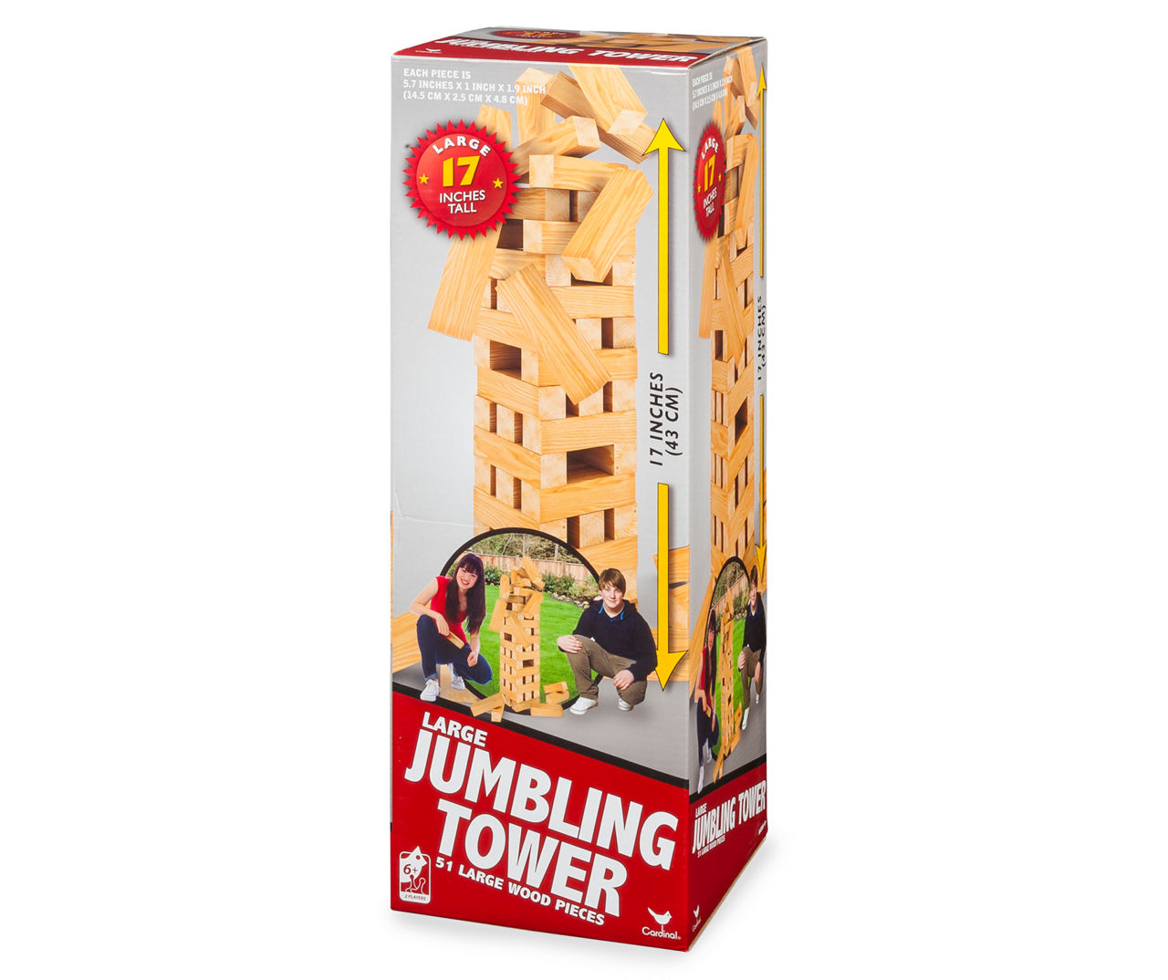 Giant Jumbling Tower Party Game with 51 Wood Blocks for Families & Ages 6 and up 