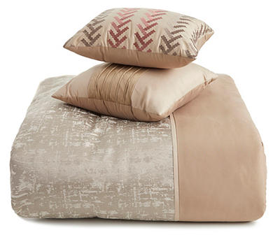 Broyhill Deline Hatched Tan 8-Piece Comforter Set
