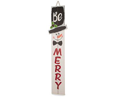 "Be Merry" Wooden Snowman Porch Sign