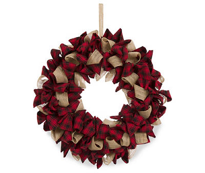 Red & Black Plaid Fabric Wreath
