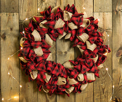 Red & Black Plaid Fabric Wreath