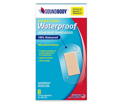 Waterproof Adhesive Bandages, 8-Count