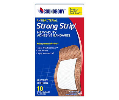 Strong Strip Adhesive Bandages, 10-Count