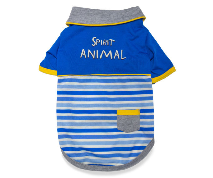 Dog's Blue "Spirit Animal" Striped Polo, Size XS