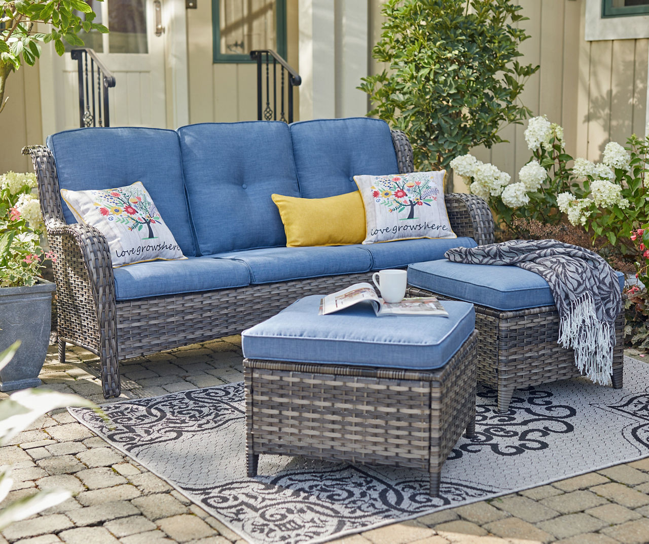 Real Living Oakmont Navy 6-Piece Replacement Patio Sofa Cushion