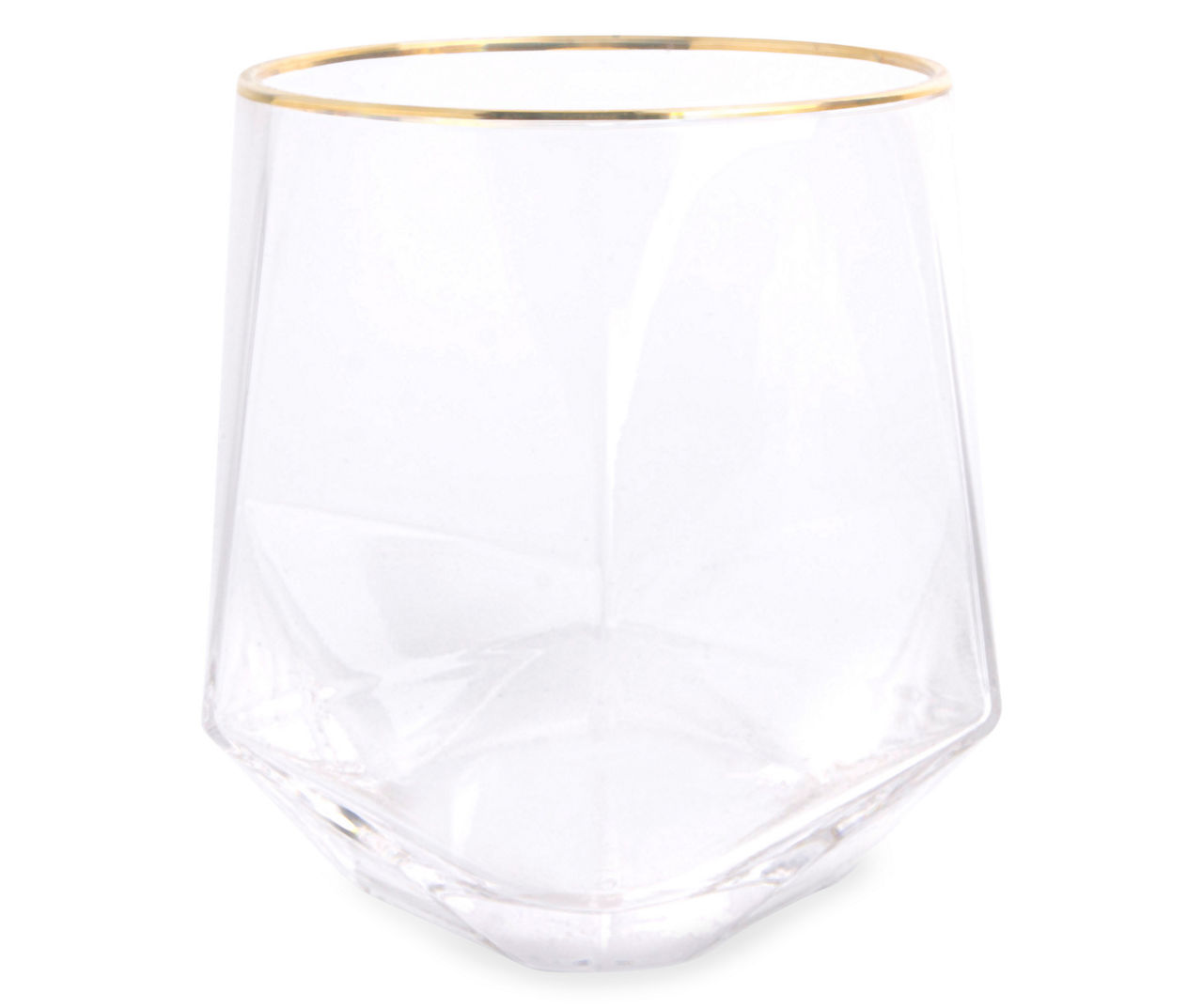 Set Of 2 Stemless Wine Glasses EmbellishedPlating Gold Black