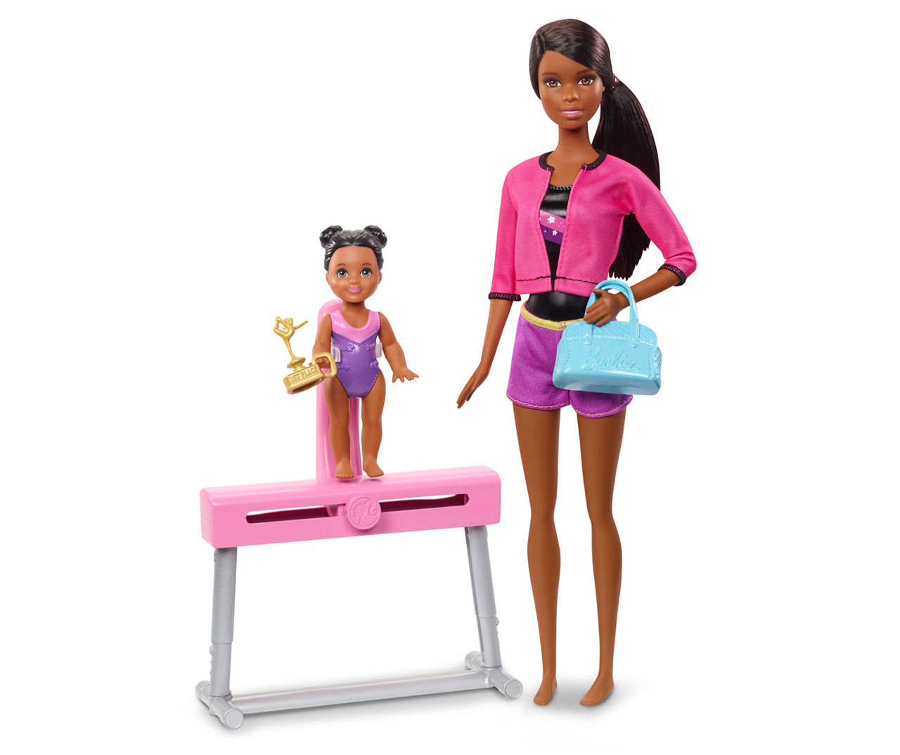 Barbie Gymnastics Playset with Coach Barbie Doll & Small Gymnast Doll