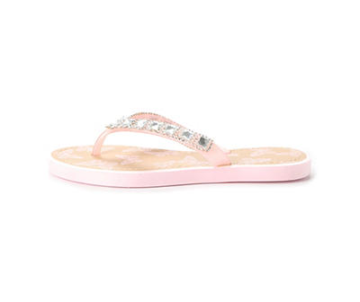Girls' Pink Jewel Flip-Flops, Size S | Big Lots