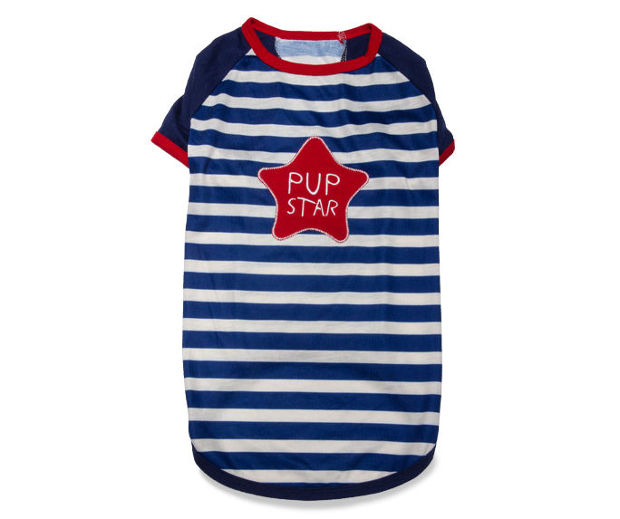 Dog's Blue "Pup Star" Striped T-Shirt, Size S