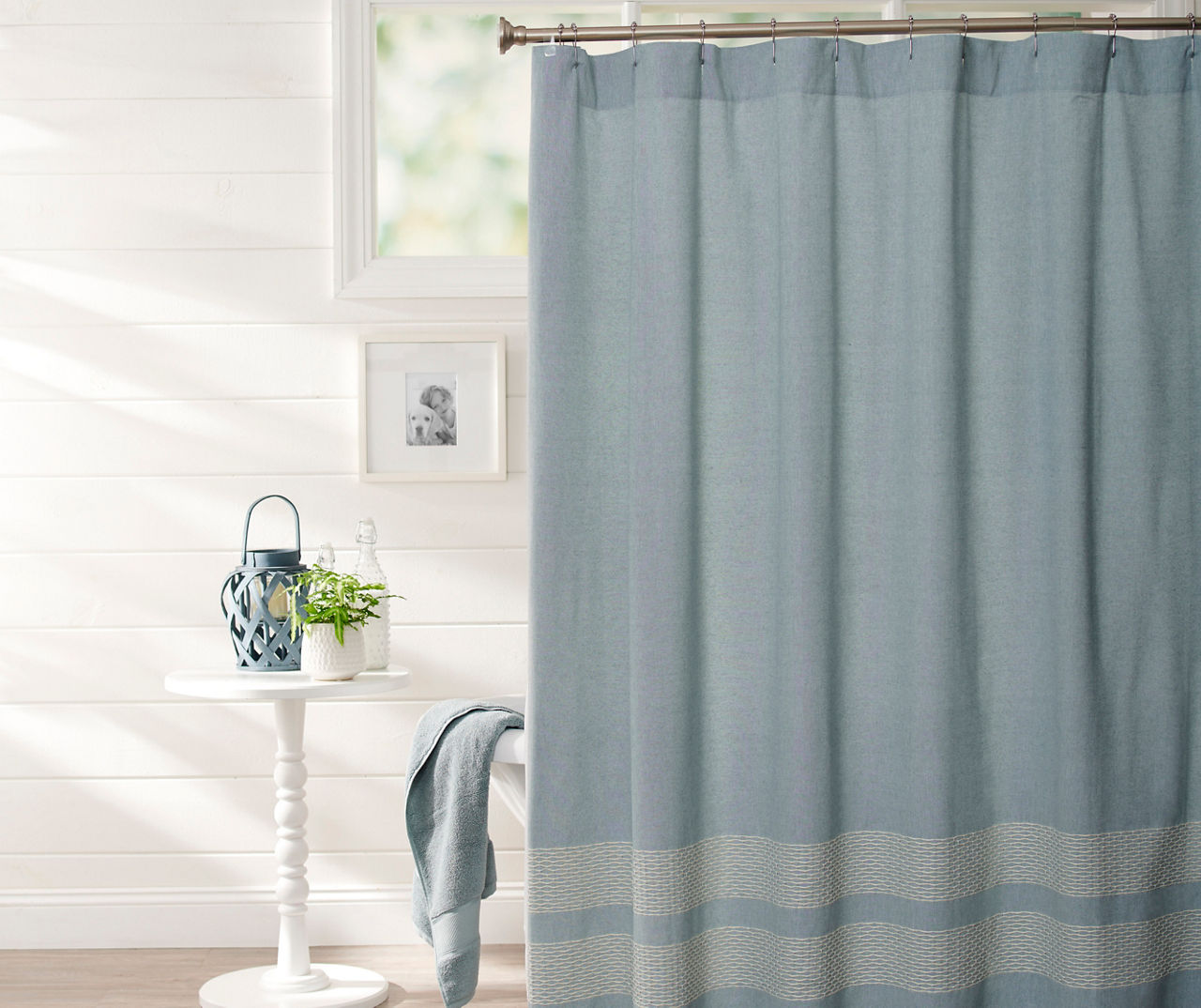 Broyhill Slate Blue & Ivory Trim Shower Curtain Big Lots
