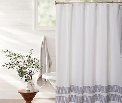 White & Grisaille Trim Shower Curtain