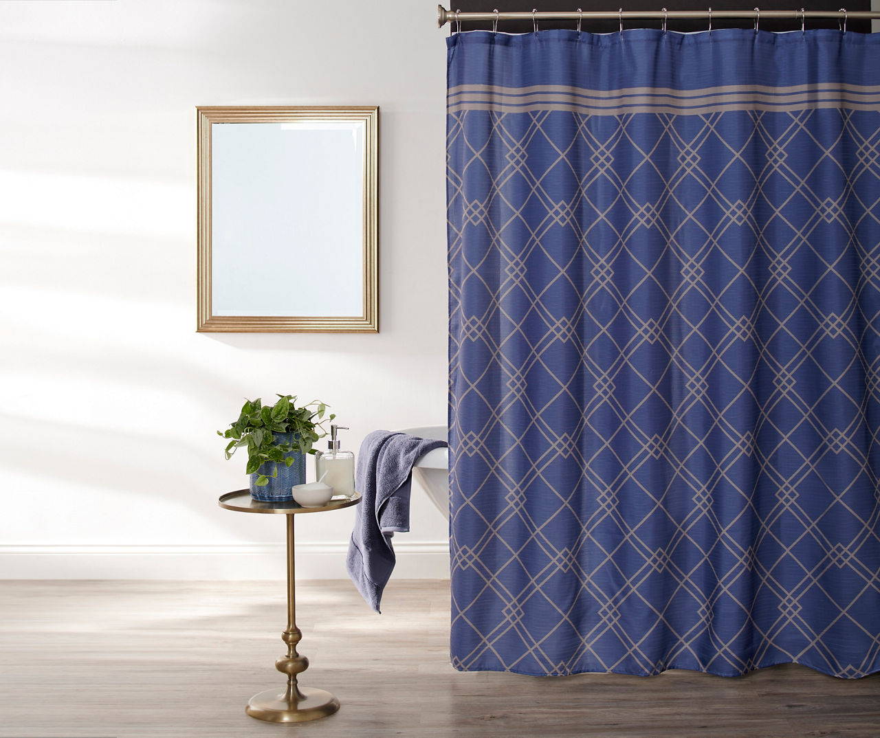 Broyhill Denim Blue Geometric Fabric Shower Curtain Big Lots