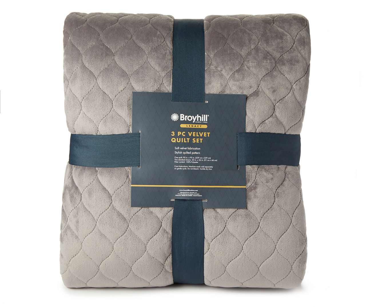 Broyhill Broyhill Gray Velvet 3Piece Quilt Set Big Lots
