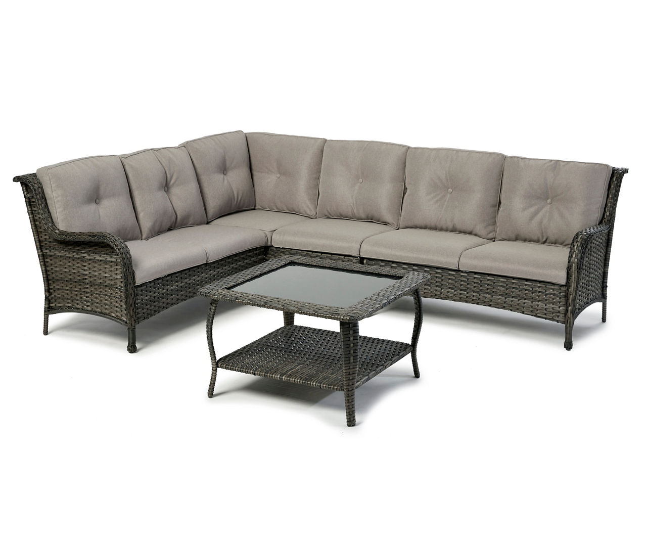 Real living oakmont gray deals cushioned patio seating set