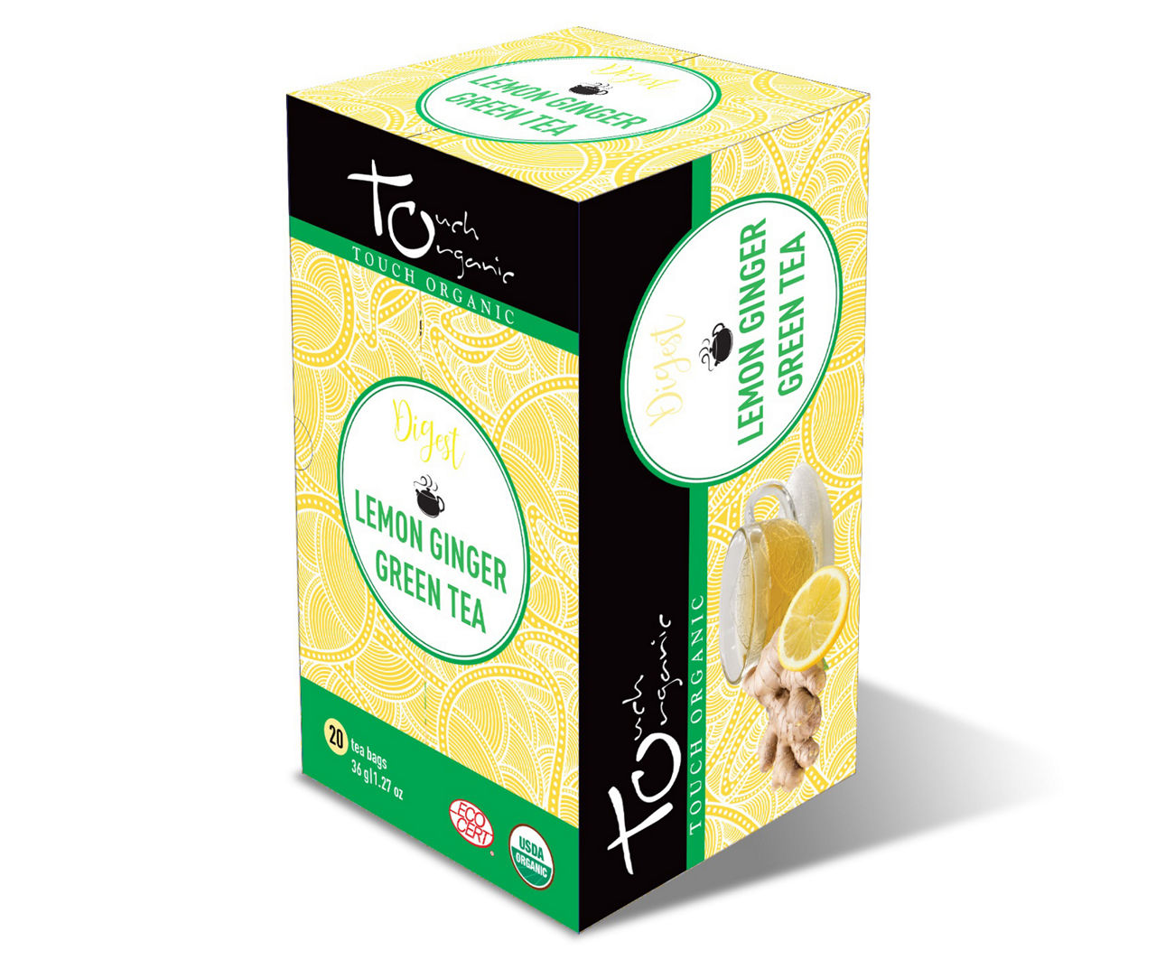 Digestion Lemon Ginger Green Tea, 20-Count