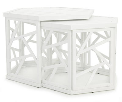 Verrado White Hexagon 2-Piece Nesting Patio Coffee Table Set