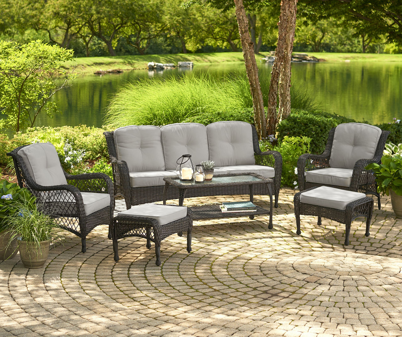 Gray patio online cushions