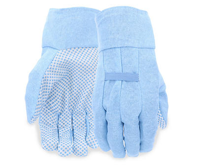 Blue Canvas Gloves with Dot Palm