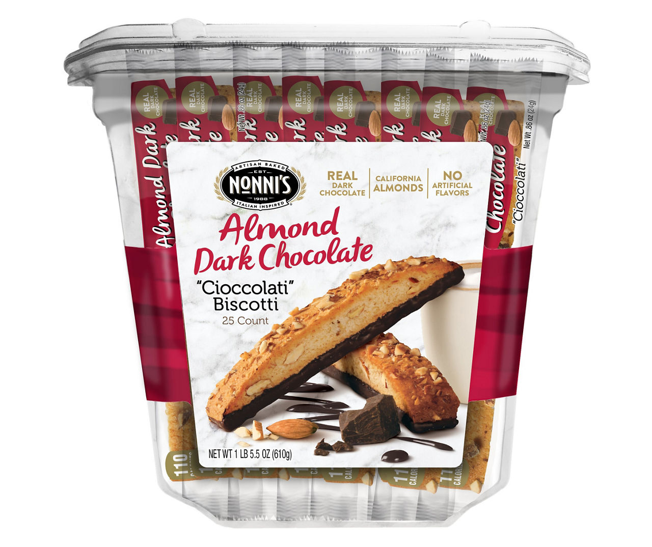 Nonni's Almond Dark Chocolate Cioccolati Biscotti, 25Count Big Lots