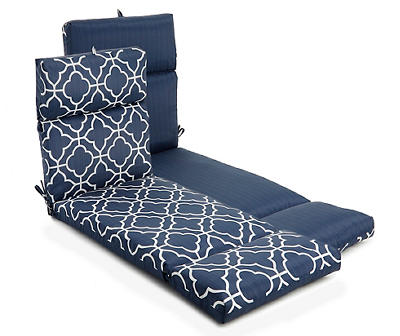 Fandango Navy Blue Quatrefoil Reversible Chaise Cushion