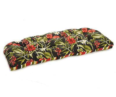 Capulet Tropical & Stripe Reversible Outdoor Wicker Settee Cushion