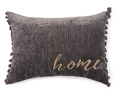 "Home" Gray Lumbar Throw Pillow