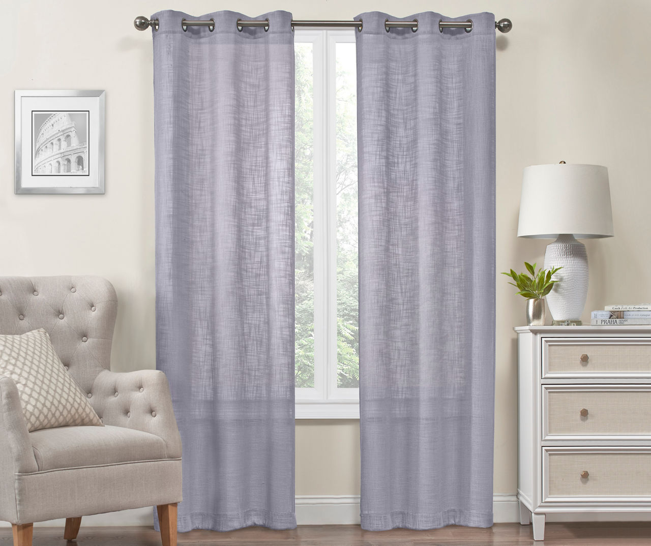 Lavender Ashford Light-Filtering Grommet Curtain Panel, (84")