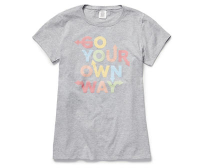 Women's "Go Your Own Way" Gray Graphic Tee, Size S