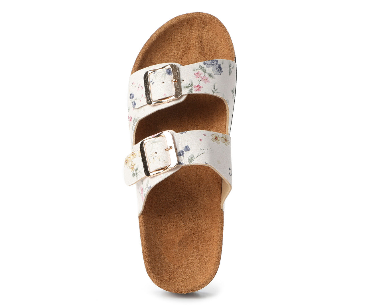 Women's Buffalo Bills White And Gold Double Buckle Sandal