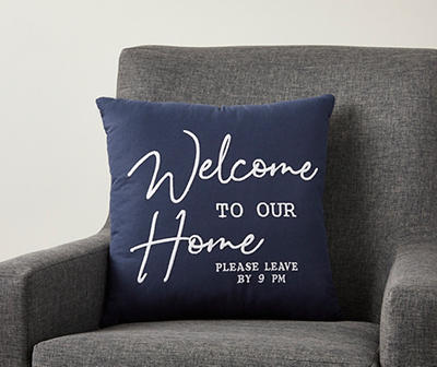 "Welcome Please Leave" Navy Throw Pillow