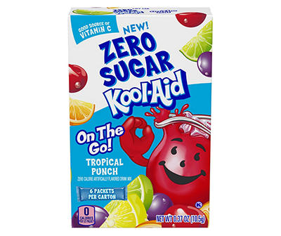 Kool-Aid On-The-Go Tropical Punch Sugar-Free Powdered Drink Mix, 6 ct - Packets