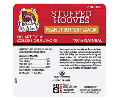 Peanut Butter Stuffed Hoof Dog Treats, 2-Pack