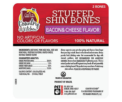 Bacon & Cheese Stuffed Shin Bone Dog Treats, 2-Pack